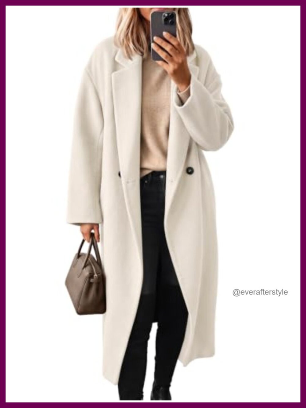 Women's Winter Double Breasted Wool Coat Long Outerwear Trench